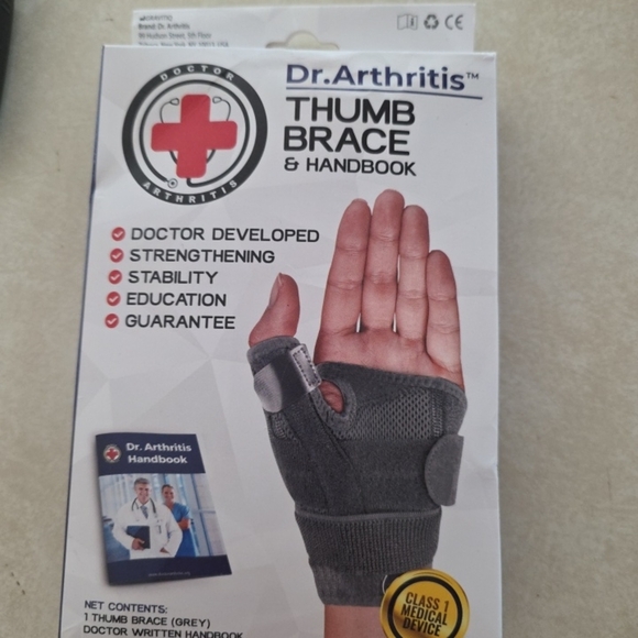 Dr. Arthritis Thumb Brace & Handbook - 1 Gray single brace for left or right. - Picture 1 of 1